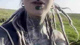 just a happy hippie country girl chatting with cows and you about her tattoos