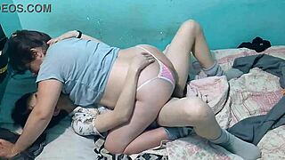 My chubby latina girlfriend rides me cowgirl in homemade video