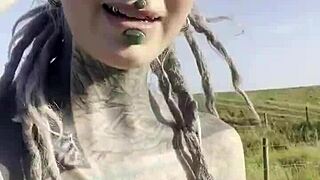 just a happy hippie country girl chatting with cows and you about her tattoos