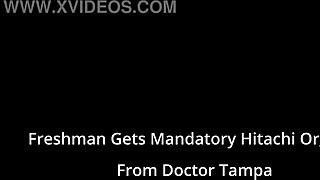 freshman adrianna fox spreads shaved pussy backstage for doctor's hitachi vibrator orgasm in tampa hospital