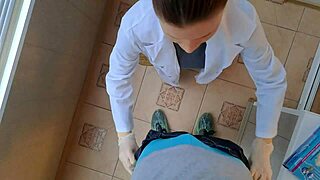 young russian doctor drops to knees for BLOWJOB during asmr pov appointment with patient
