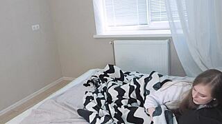 oh man, stepdaughter sneaks my cock down her throat while stepmom flashes her huge tits at me