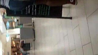 mysterious ebony ass folds in hidden shop voyeur capture.