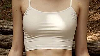 Cute Girls in Lingerie Hang Out at Forest Cabin