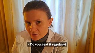 young russian doctor drops to knees for BLOWJOB during asmr pov appointment with patient