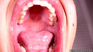 milf's mouth gagged tight in closeup choking bdsm fetish play