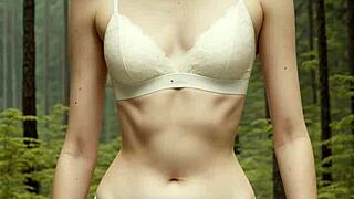 Cute Girls in Lingerie Hang Out at Forest Cabin