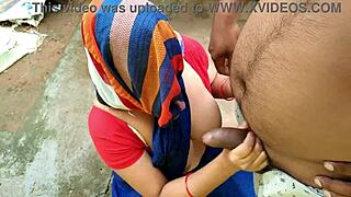 stepmom pees backyard then quick outdoor fuck cums on huge tits