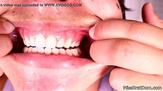 milf's mouth gagged tight in closeup choking bdsm fetish play