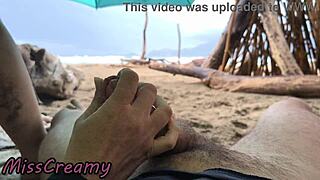 misscreamy strokes cock thru beach storm chaos!