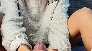 dirty stepsis grabbed special socks just to tease and stroke my cock