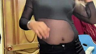 Gray-Eyed Transsexual Bursts Milk Everywhere!