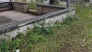 Pinay student bent over graveyard creampie squirting for teacher cock!