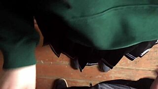 latina teen student soaks panties with milk in abandoned house