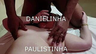 Hot white babe gives it up to black stud in steamy massage fuck