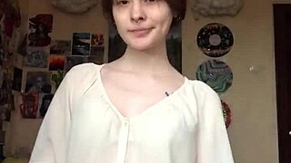 She rips off underwear exposing smooth pussy and round ass