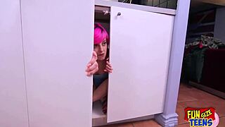 funsize teen gags on rough deepthroat while tight pussy gets pounded hard