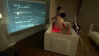 cute santa's pale tits sucked like baby before raw bath standup fuck