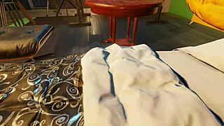 she's a latina slurping that black futanari cock with her big tits out