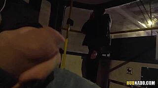 stacy sommers eyes wide watching my cock jerk on crowded tram