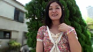 J-Granny Chiyo Yamabe Displays Soaked Hairy Pussy Creampie Closeup