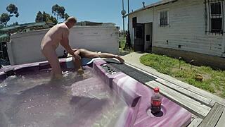 Watch Dayanara choke on cock naked in the jacuzzi!