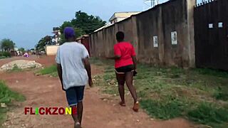 chubby ebony neighbor's big tits oiled up for closeup belly sex play