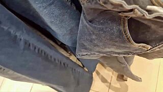 Nicoletta crams into tiny jeans flaunting exaggerated curvy ass and tits