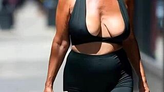 Busty milfs massive natural tits bounce braless outdoors compilation