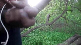 wanna watch me stroke out this huge outdoor cumshot right in the trees?