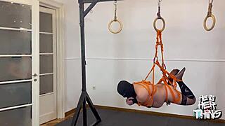 Shibari ropes bind whore for mouth ass fisting domination!