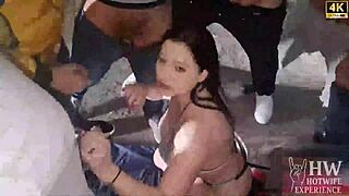 monica lima flashes pussy to hubby's big cock pals in garage! 🍑🍆😈