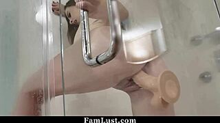 Angel Ryder explodes orgasming on stepbro's throbbing cock