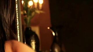 innocent indian beauty dances seductively stripping panties off bed