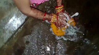 naughty bhabhi pisses in bathroom, wanna lick her pierced nipples?!