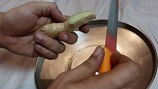 i finally fig my sub's asshole with ginger for first time