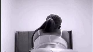 horny british girlfriend masturbates with dildo on webcam