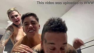 deep anal thrusts into her tight ass then pussy pounding till mutual cumshot