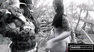 thick ebony and curvy white baddies deepthroat black cock outdoors in florida woods