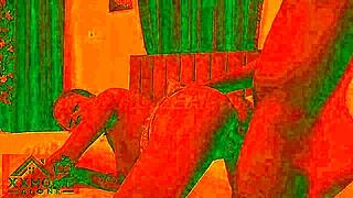 heart fluttering in romantic sex under cozy red lights glow