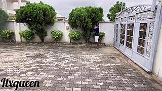 that gardener's giant african cock wrecks her huge pussy outdoors