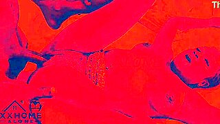 heart fluttering in romantic sex under cozy red lights glow