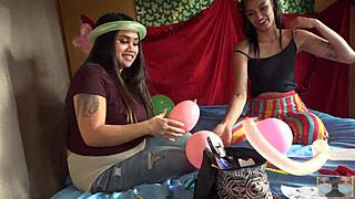 pregnant chinese lesbians pop balloons in chop suey fetish play