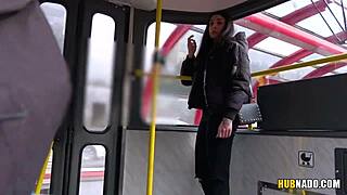 stacy sommers eyes wide watching my cock jerk on crowded tram