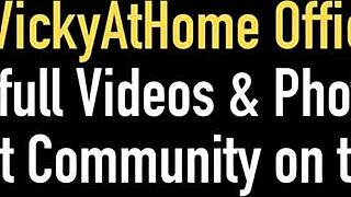 Vicky Vette Spreads Legs Masturbating Pussy with Thick Dildo