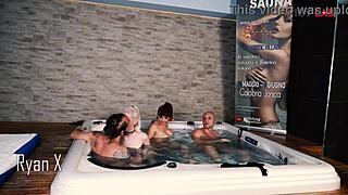 Blonde Big Tits Swingers Start Orgy with Pool Dancing and Cumshot Facials