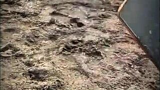 that muscular latina babe on the beach blows my big cock and gets cum covered in public