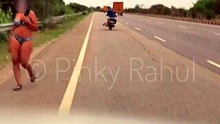 pinky dares full naked streak along busy indian highways turning heads