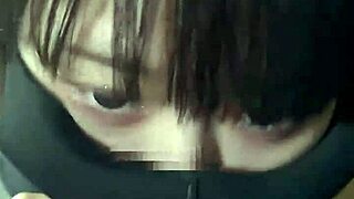 Japanese Teen in Sexy Lingerie Sucks Cock with Upside-Down Gaze Handjob to Mouth Cum