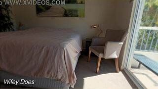 wifey slips into sexy panties trying them on homemade voyeur